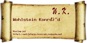Wohlstein Konrád névjegykártya